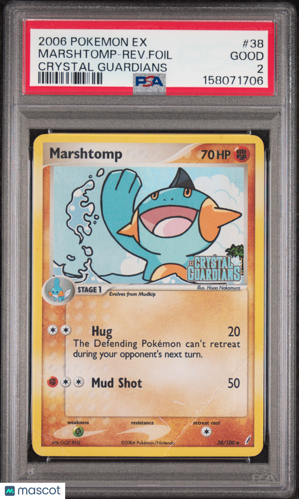 Marshtomp-Rev. Foil 2006 Pokemon EX Crystal Guardians PSA 2 #38
