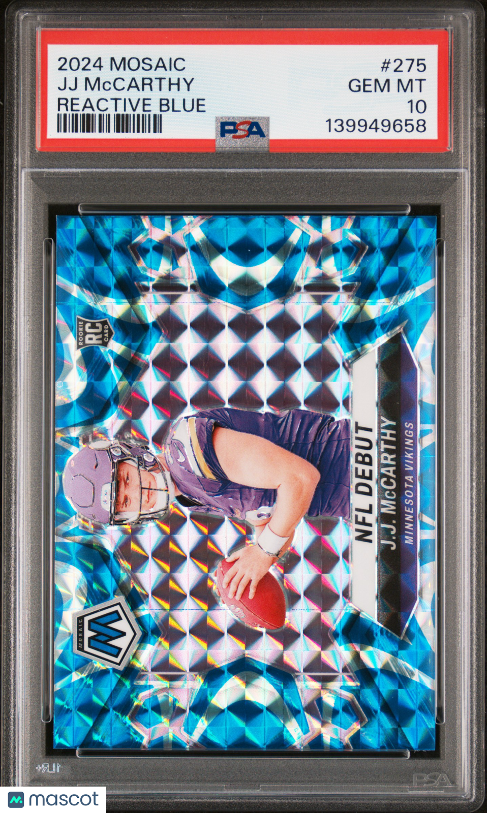 JJ Mccarthy 2024 Mosaic Blue Reactive Rookie RC Minnesota Vikings #275 PSA 10
