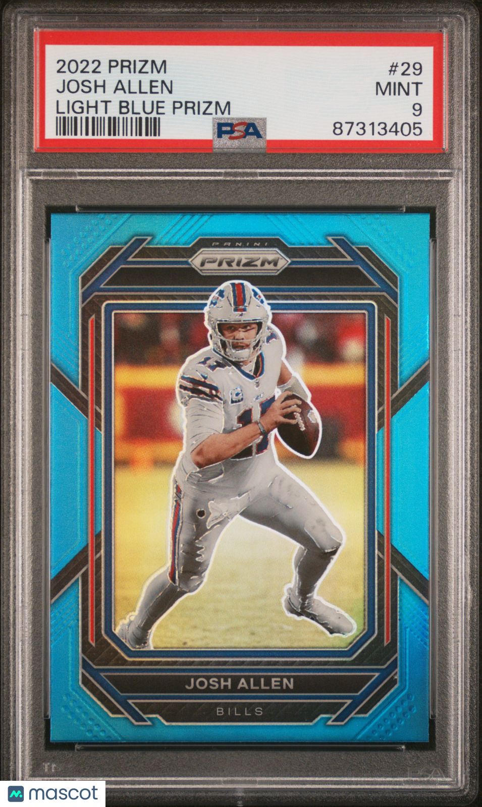 Josh Allen 2022 Panini Prizm Light Blue Prizm Buffalo Bills #29 PSA 9