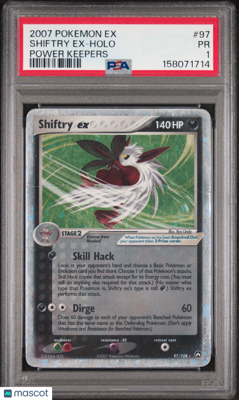 Shiftry EX 2007 Pokemon EX Power Keepers Holo Power Keepers PSA 1 #97