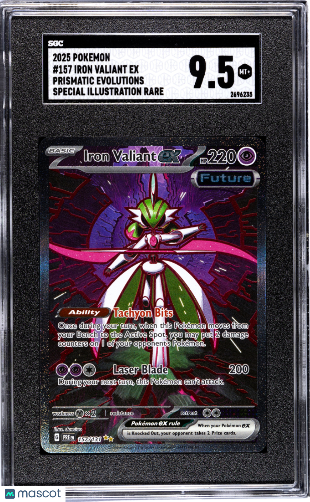 Iron Valiant EX 2025 Pokemon Prismatic Evolutions SGC 9.5 #157