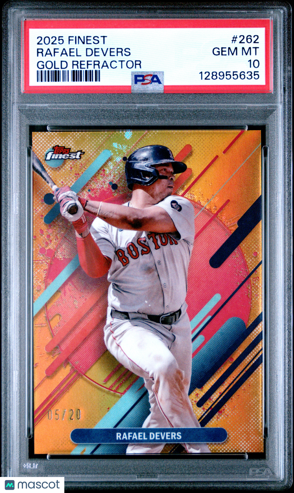 Rafael Devers 2025 Topps Finest Rare GOLD Refractor Boston Red Sox 5/20 PSA 10