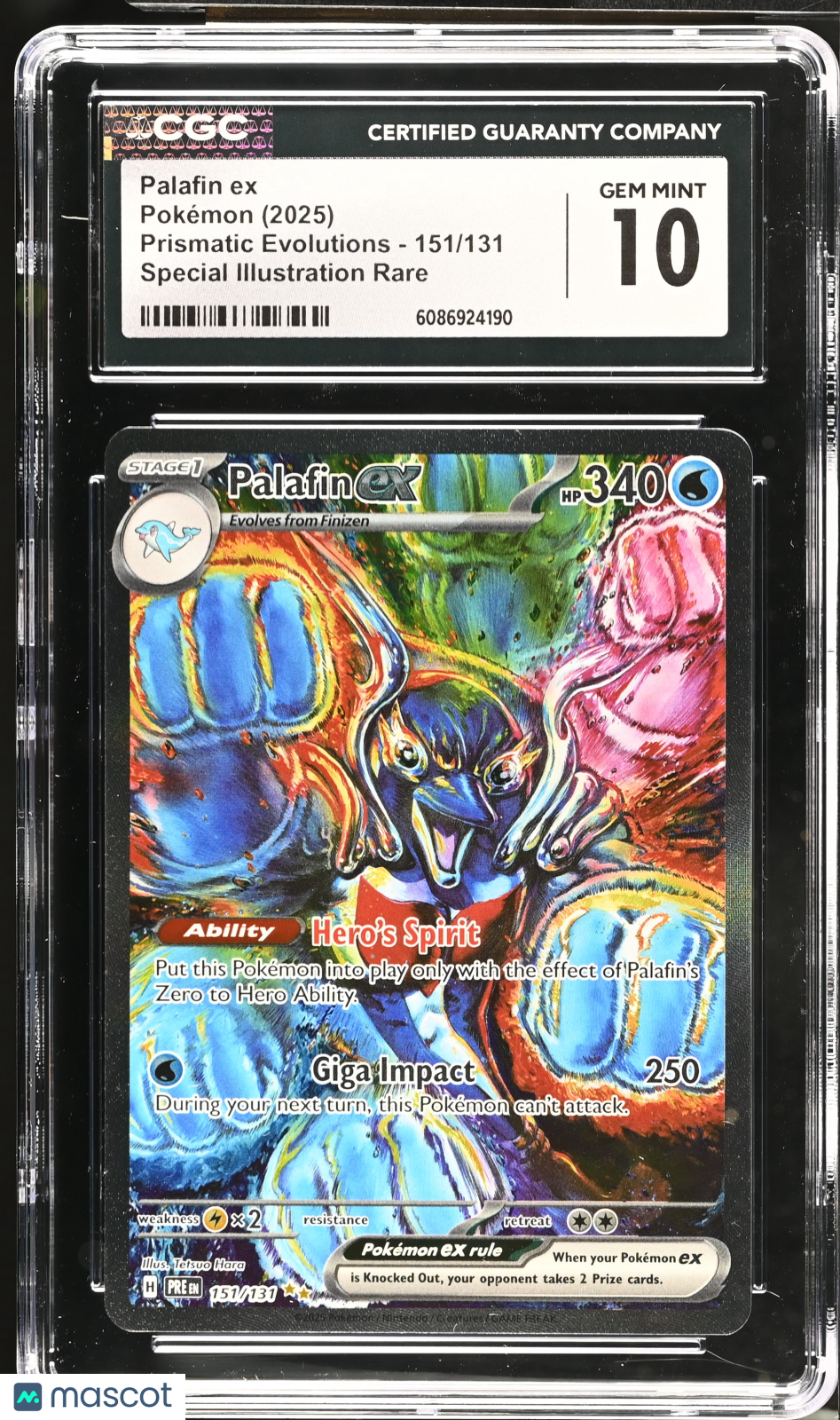 Palafin ex 2025 Pokemon Prismatic Evolutions Special Illustration Rare CGC 10