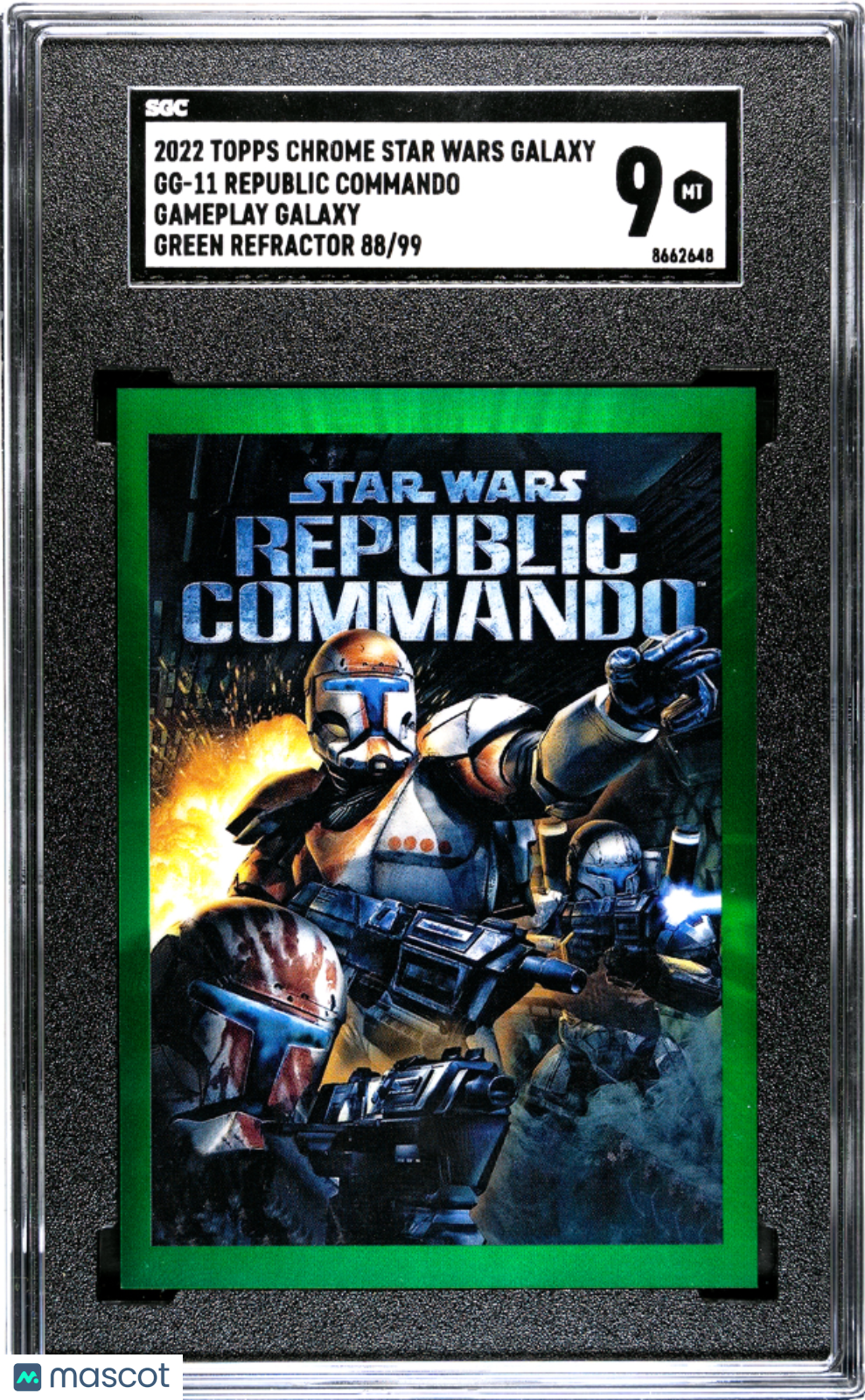 Republic Commando 2022 Topps Chrome Star Wars Galaxy Green 88/99 SGC 9