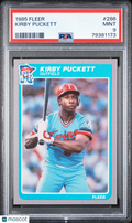 Kirby Puckett 1985 Fleer Rookie Card RC Minnesota Twins #286 PSA 9