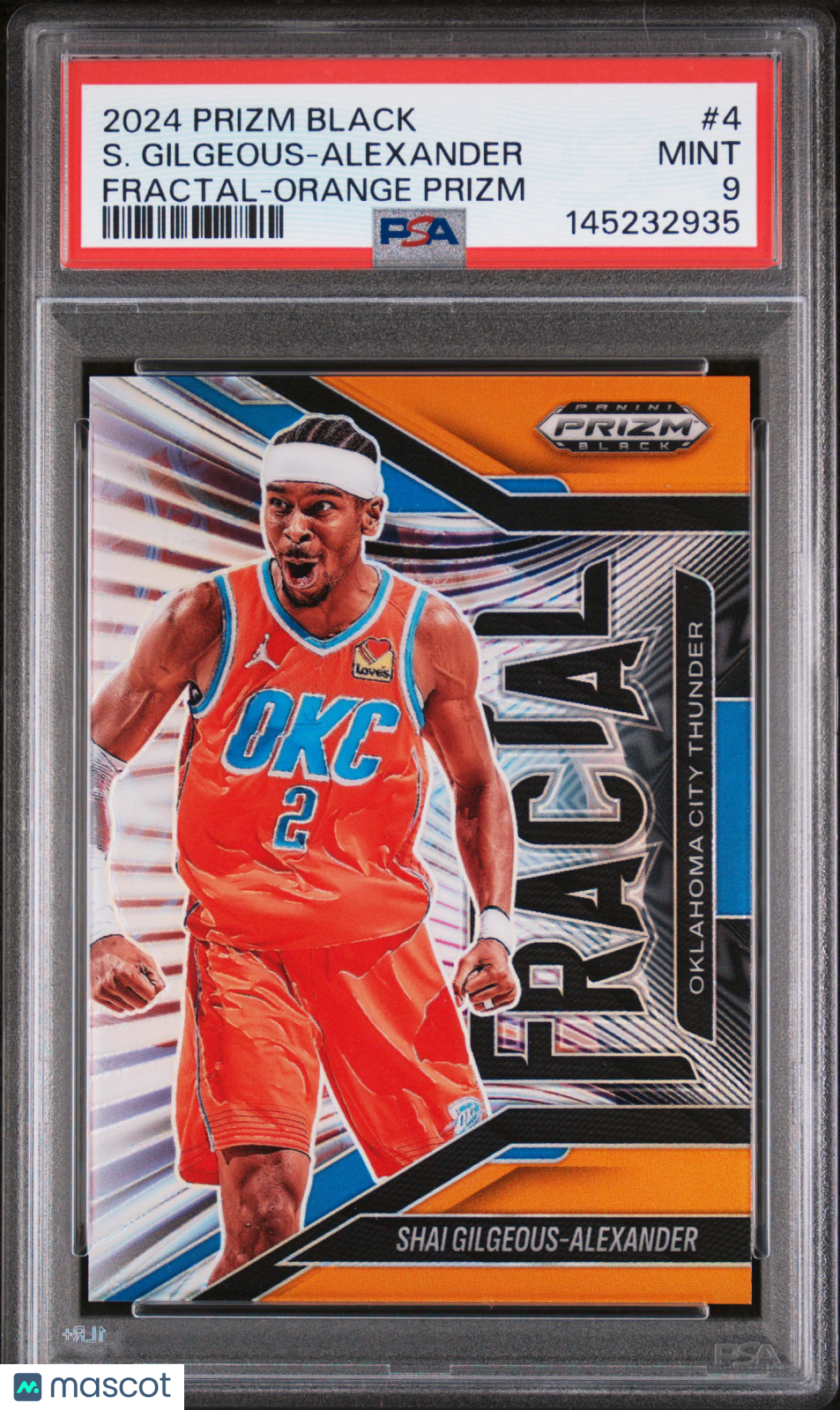 Shai Gilgeous-Alexander 2024 Prizm Black Fractal Orange Thunder 10/49 PSA 9