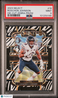 Roschon Johnson 2023 Select Die-Cut Zebra Prizm SSP RC Chicago Bears PSA 9