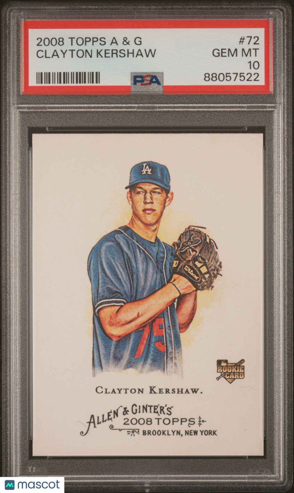 Clayton Kershaw 2008 Topps Allen & Ginter Rookie RC LA Dodgers #72 PSA 10