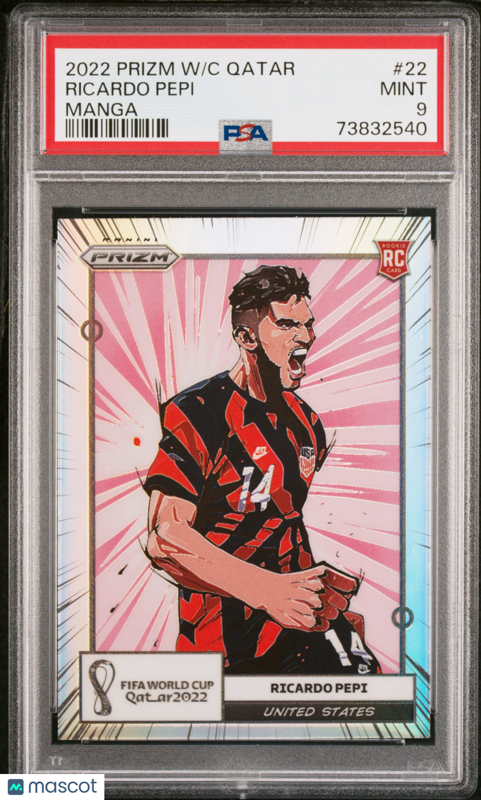 Ricardo Pepi 2022 Prizm World Cup Manga CASE HIT United States PSA 9