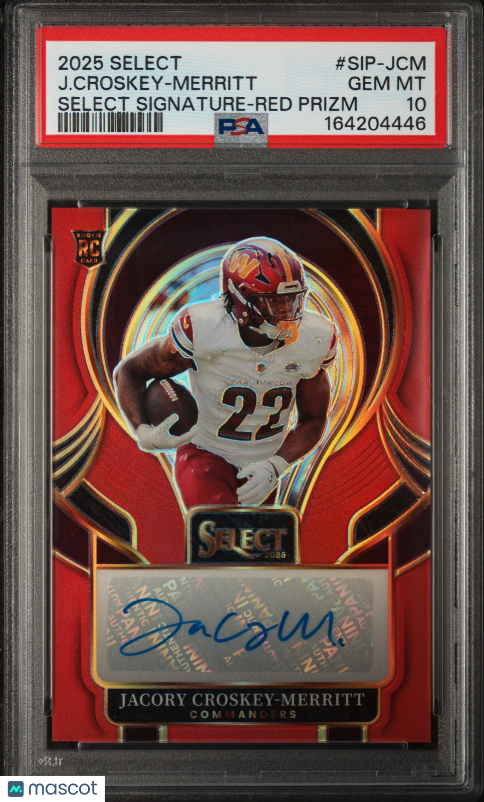 Jacory Croskey-Merritt 2025 Select Auto Autograph RC Commanders 20/75 PSA 10