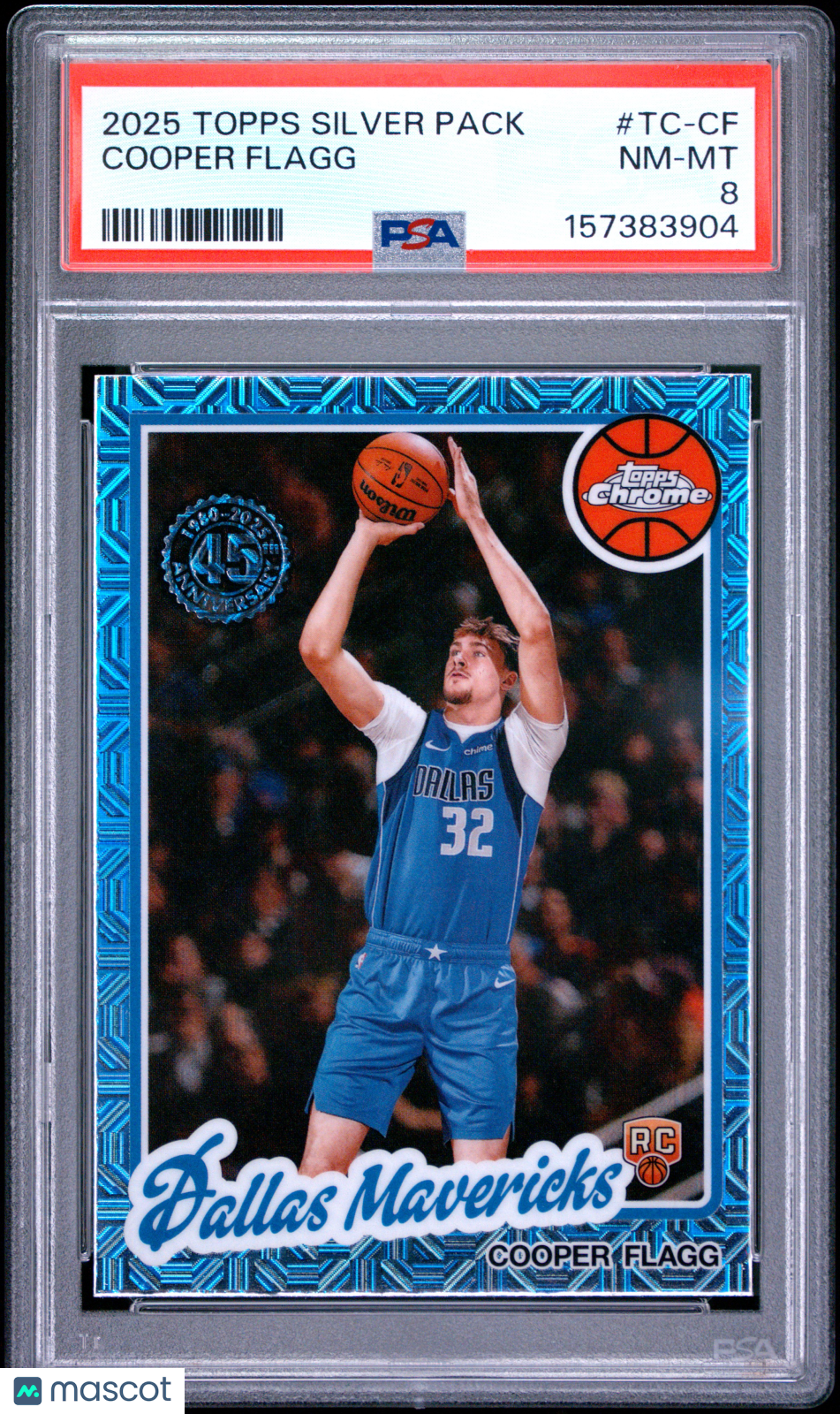 Cooper Flagg 2025 Topps Chrome '80 Silver Pack Rookie RC Dallas Mavericks PSA 8