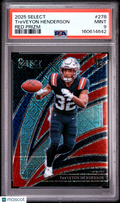 Treveyon Henderson 2025 Select Club Red Prizm Rookie RC NE Patriots 2/49 PSA 9