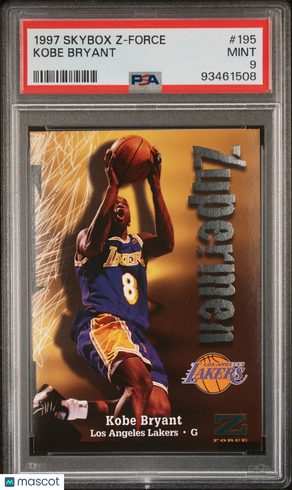 Kobe Bryant 1997-98 Skybox Z-Force 2nd Year Card Los Angeles Lakers #195 PSA 9