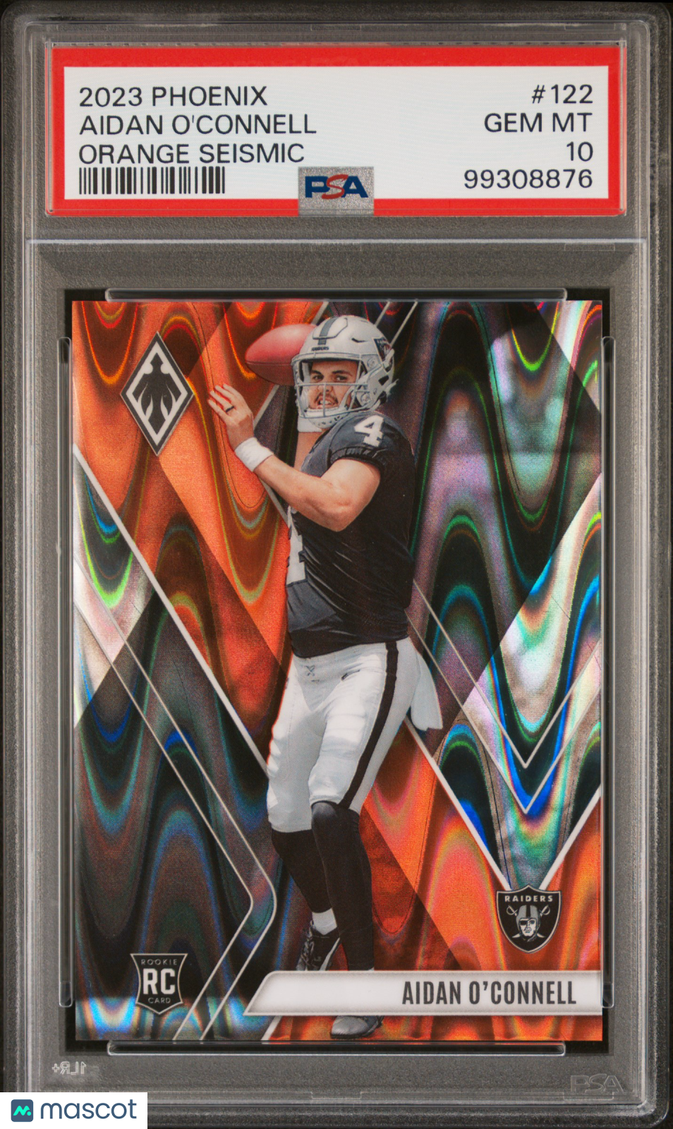 Aidan O'connell 2023 Phoenix Orange Seismic Rookie RC Raiders 20/99 PSA 10