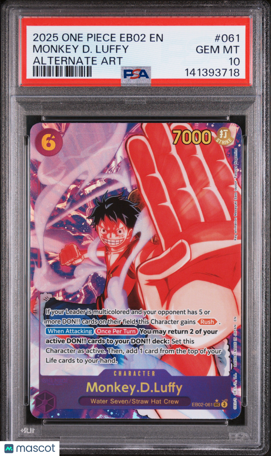 Monkey D. Luffy 2025 One Piece Extra Booster 25th Alternate Art PSA 10 #061