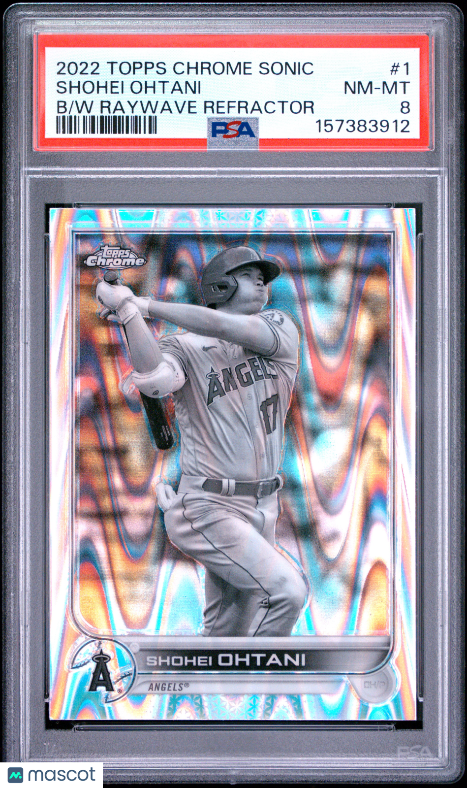 Shohei Ohtani 2022 Topps Chrome Sonic Black White Raywave Angels PSA 8