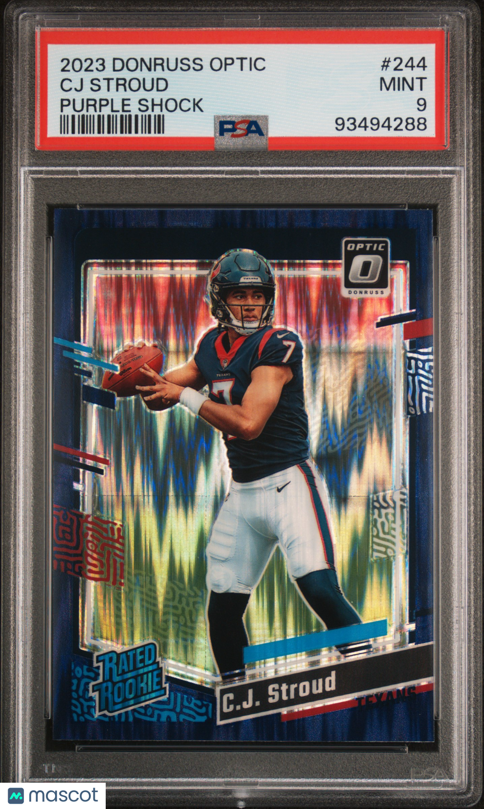 CJ Stroud 2023 Optic Rated Rookie Purple Shock RC Houston Texans PSA 9