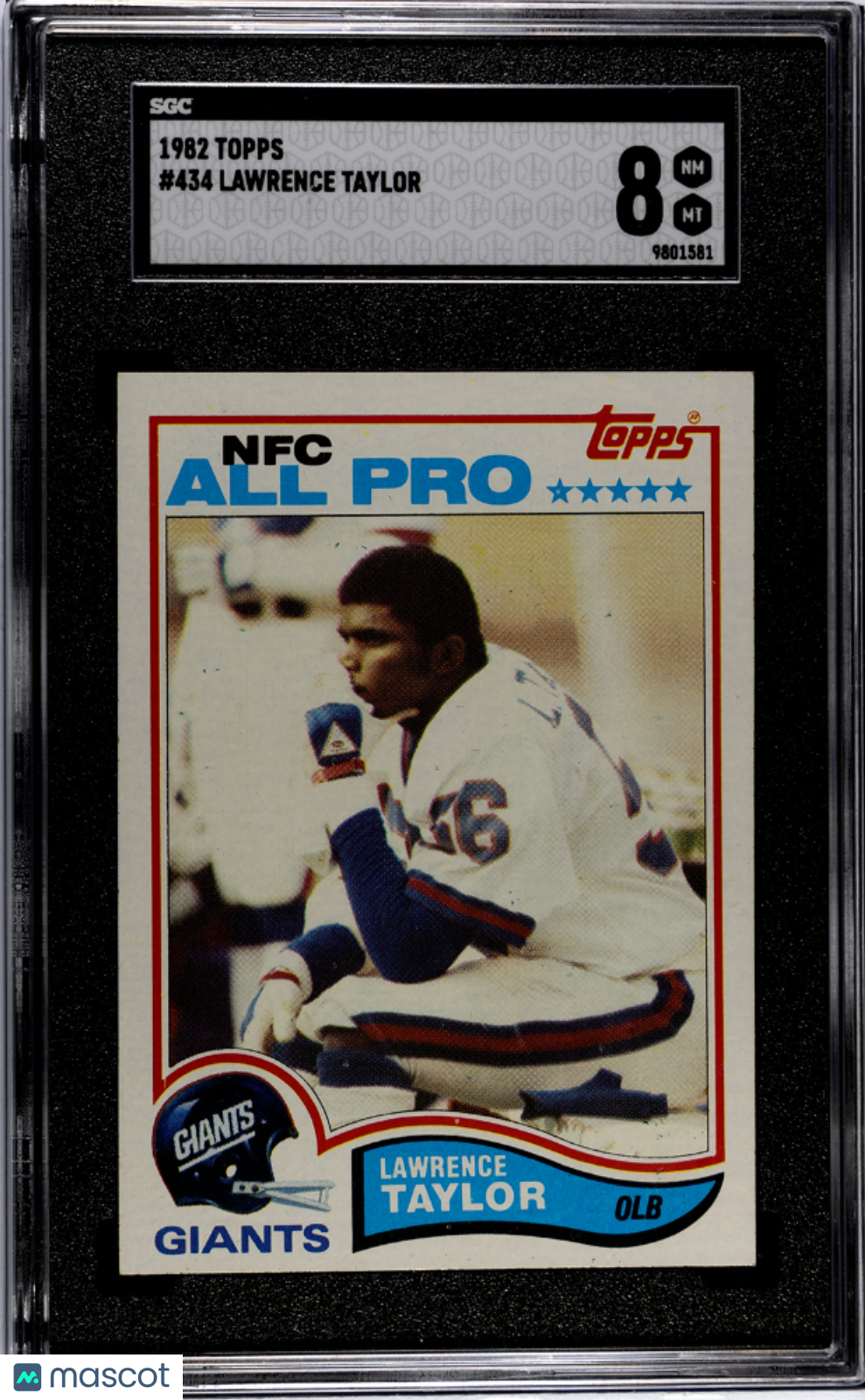 Lawrence Taylor 1982 Topps Rookie RC New York Giants #434 SGC 8