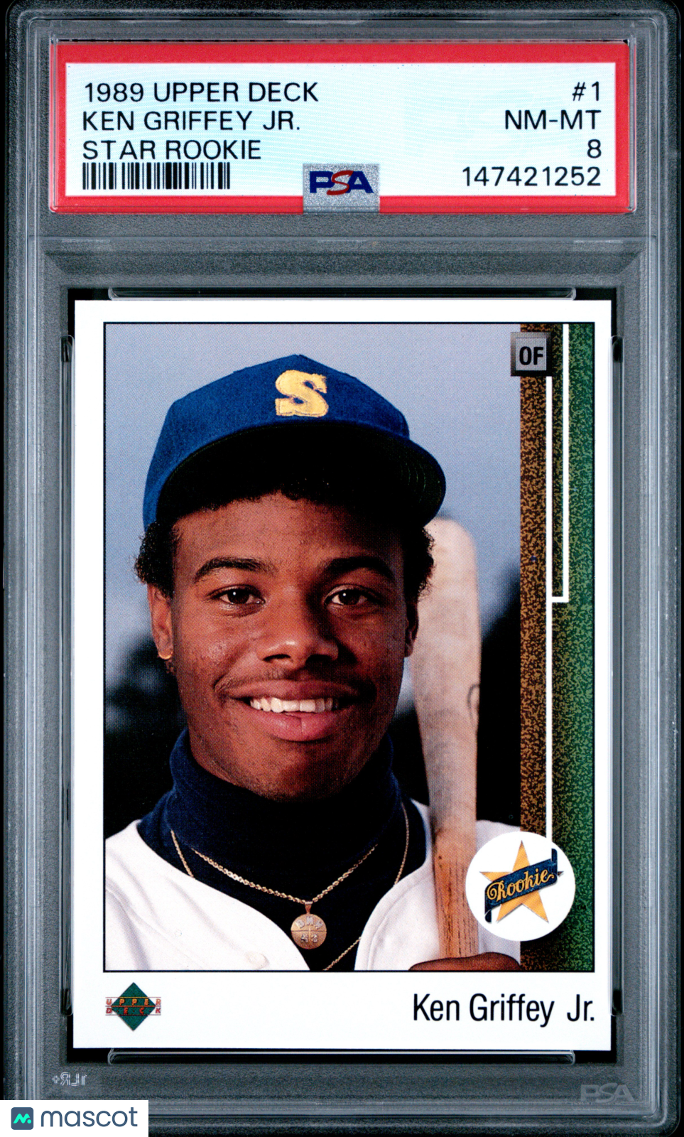 Ken Griffey JR. 1989 Upper Deck Star Rookie RC Seattle Mariners #1 PSA 8