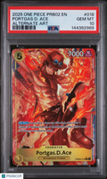 Portgas D. Ace 2025 One Piece Prb02 Booster Vol.2 Alternate Art PSA 10 #018