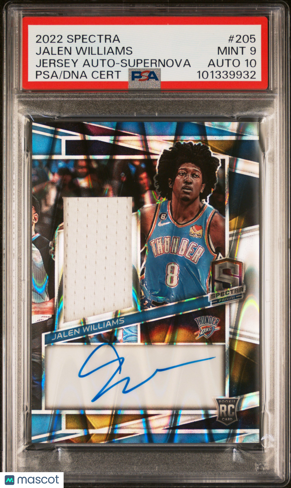 Jalen Williams 2022-23 Spectra Auto Autograph Patch RC Thunder 19/75 PSA 9