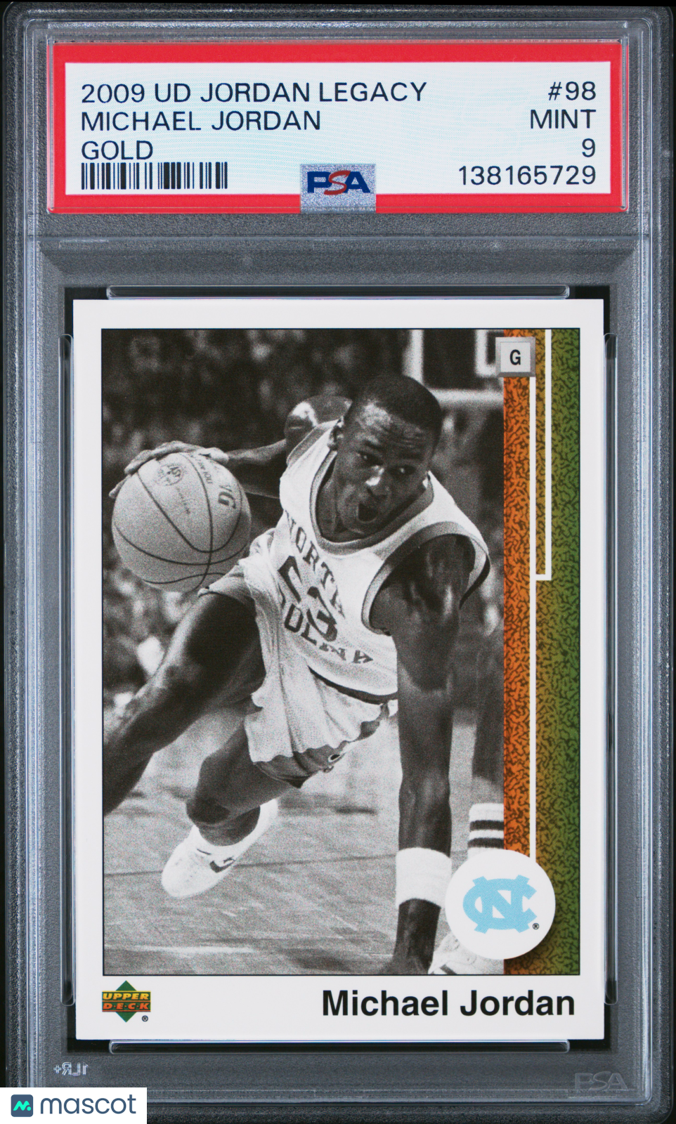 Michael Jordan 2009 Upper Deck Legacy GOLD North Carolina Bulls #98 PSA 9