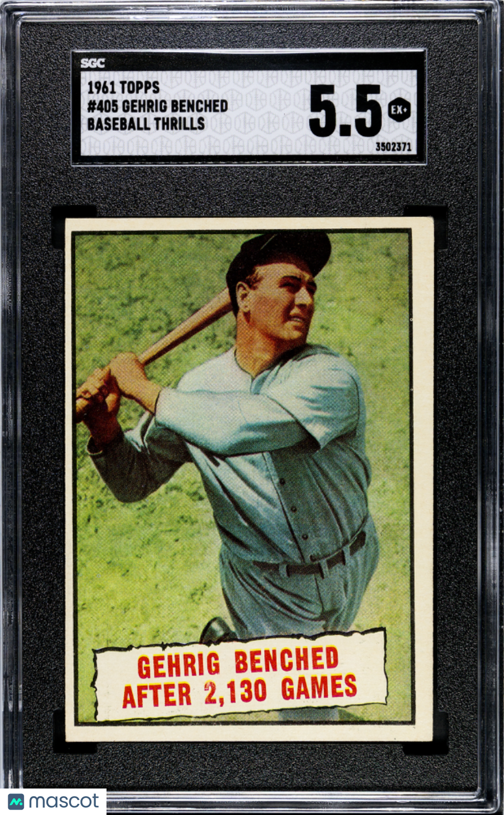 Lou Gehrig Benched 1961 Topps Baseball Thrills #405 SGC 5.5