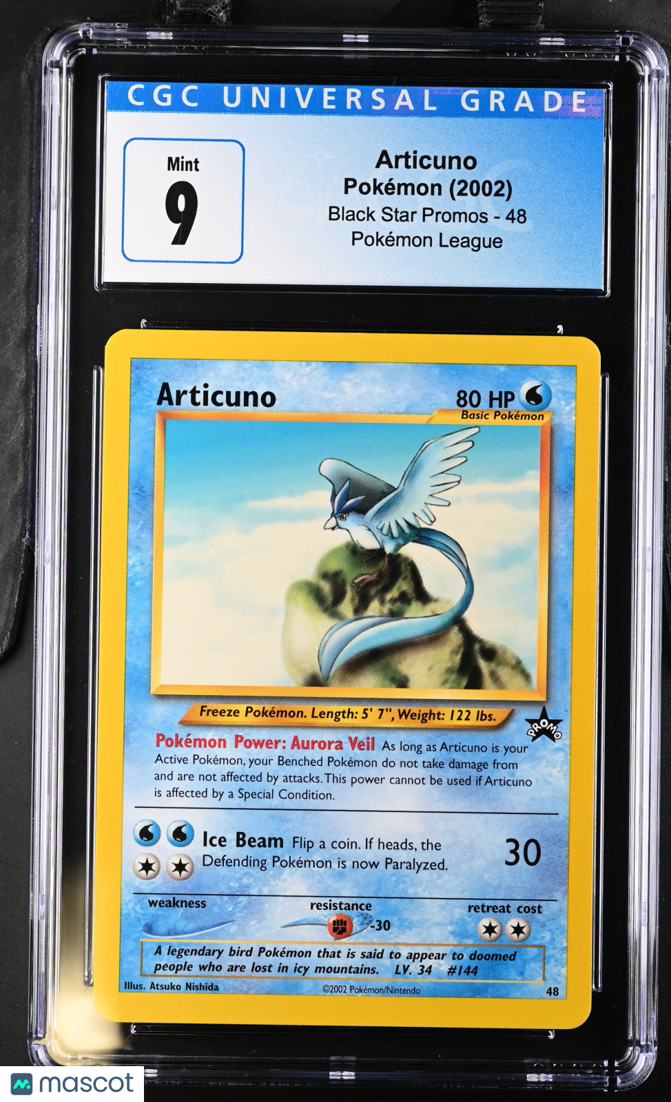 Articuno 2002 Pokemon Black Star Promos Pokémon League CGC 9 #48