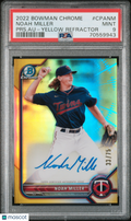 Noah Miller 2022 Bowman Chrome Auto Autograph Yellow RC Twins 33/75 PSA 9