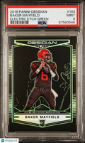 Baker Mayfield 2018 Obsidian Green Etch RC Rookie Browns 16/25 PSA 9