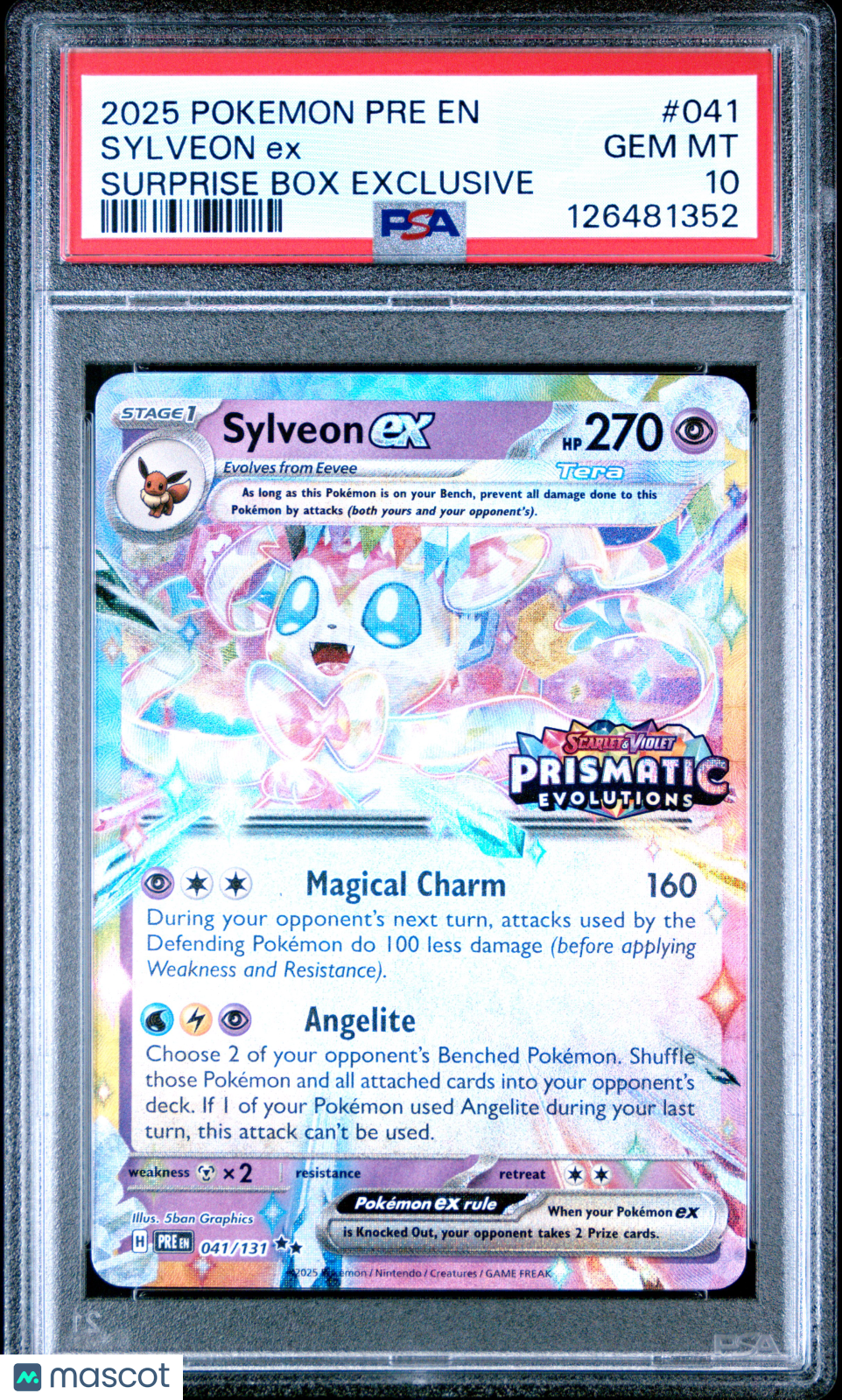 Sylveon EX 2025 Pokemon Prismatic Evolutions Surprise Box Exclusive PSA 10 #041