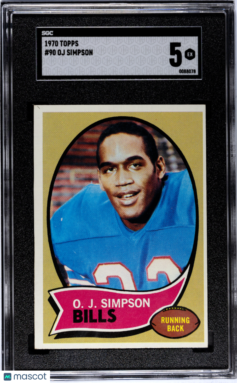 Oj Simpson 1970 Topps Rookie Card RC Buffalo Bills #90 SGC 5