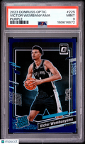Victor Wembanyama 2023-24 Optic Rated Rookie Purple RC Spurs #225 PSA 9