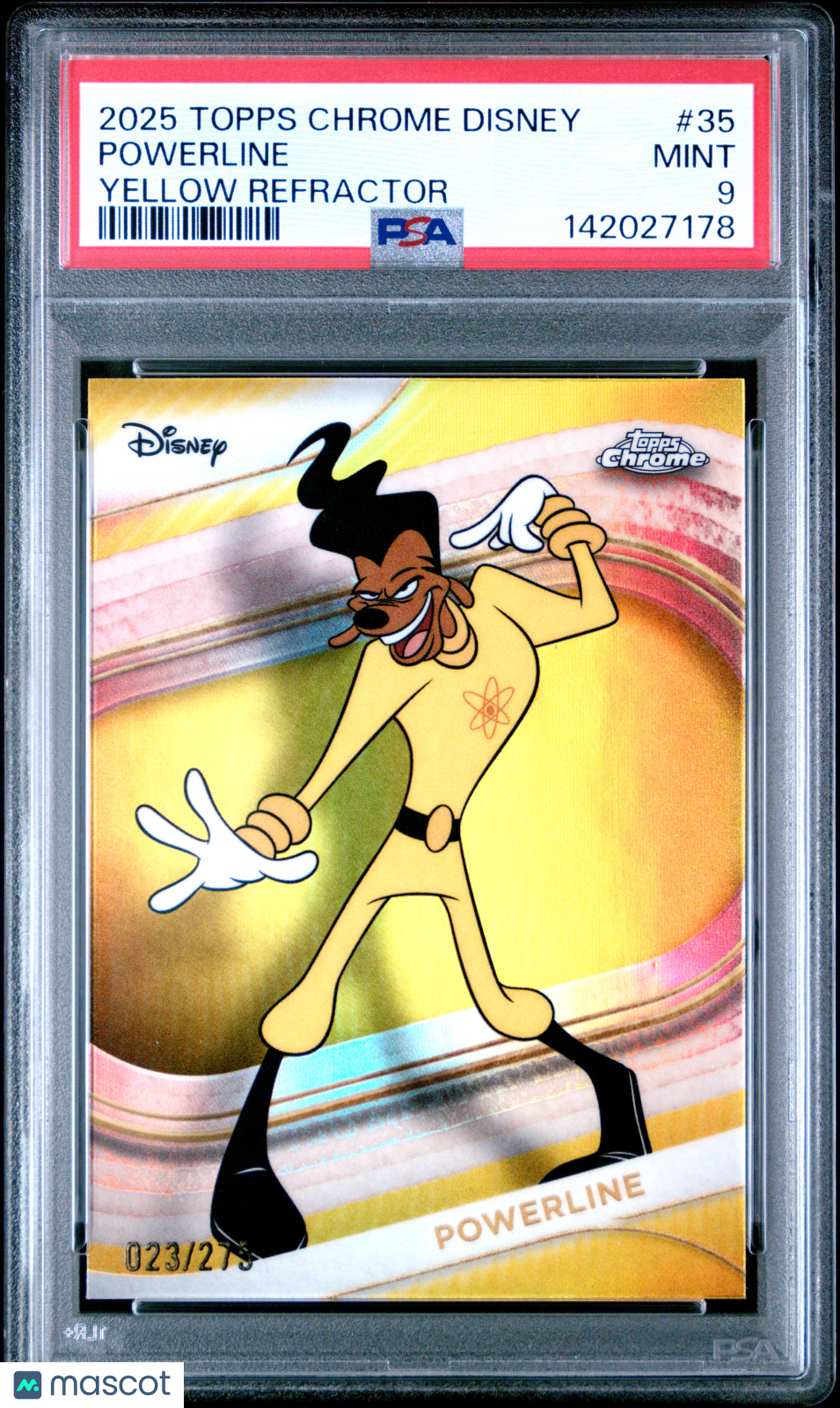 Powerline 2025 Topps Chrome Disney Yellow Refractor 23/275 #35 PSA 9
