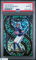Justin Jefferson 2024 Select Green Disco Prizm SSP Minnesota Vikings 4/5 PSA 10