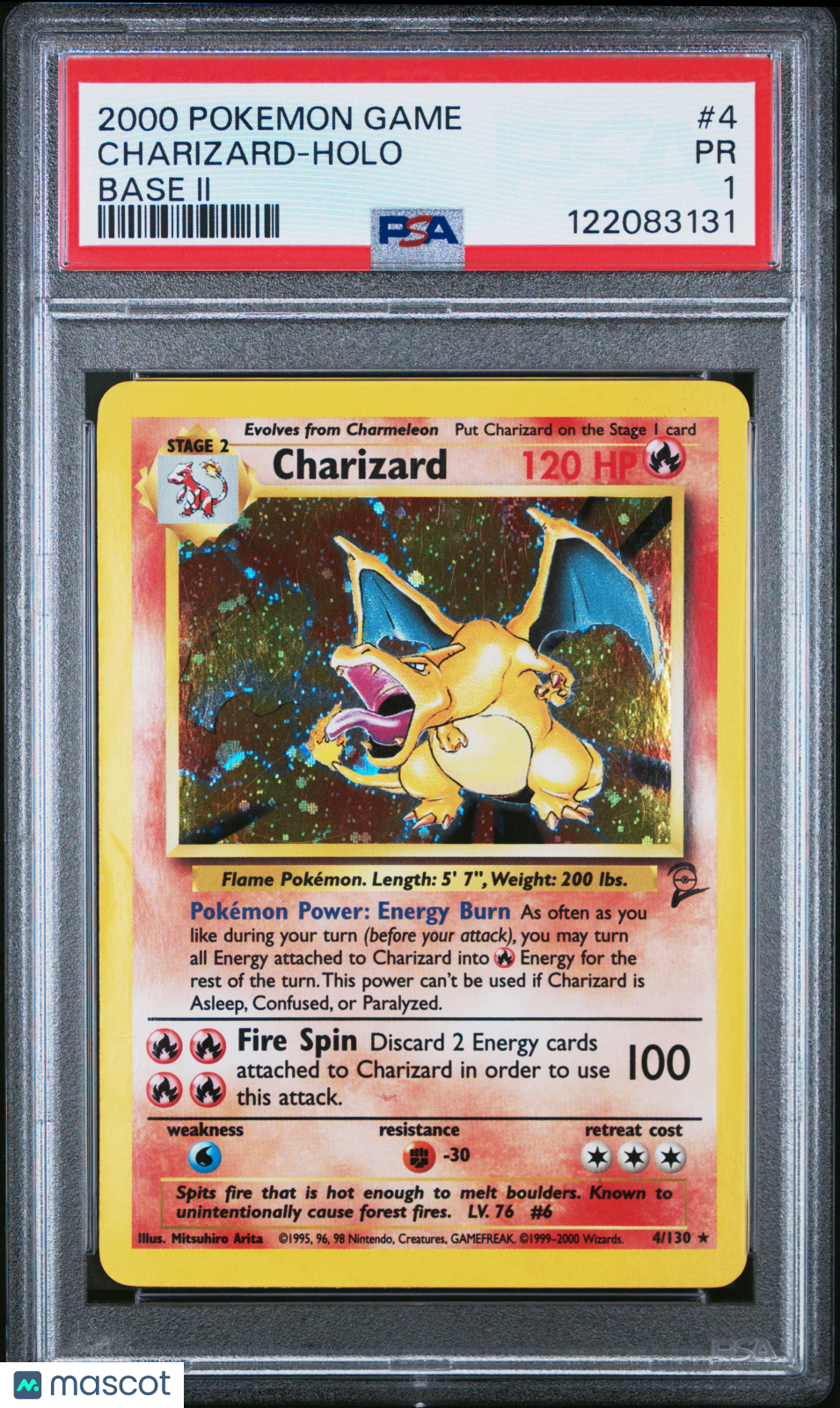 Charizard 2000 Pokemon Game Base II Holo Base II PSA 1 #4