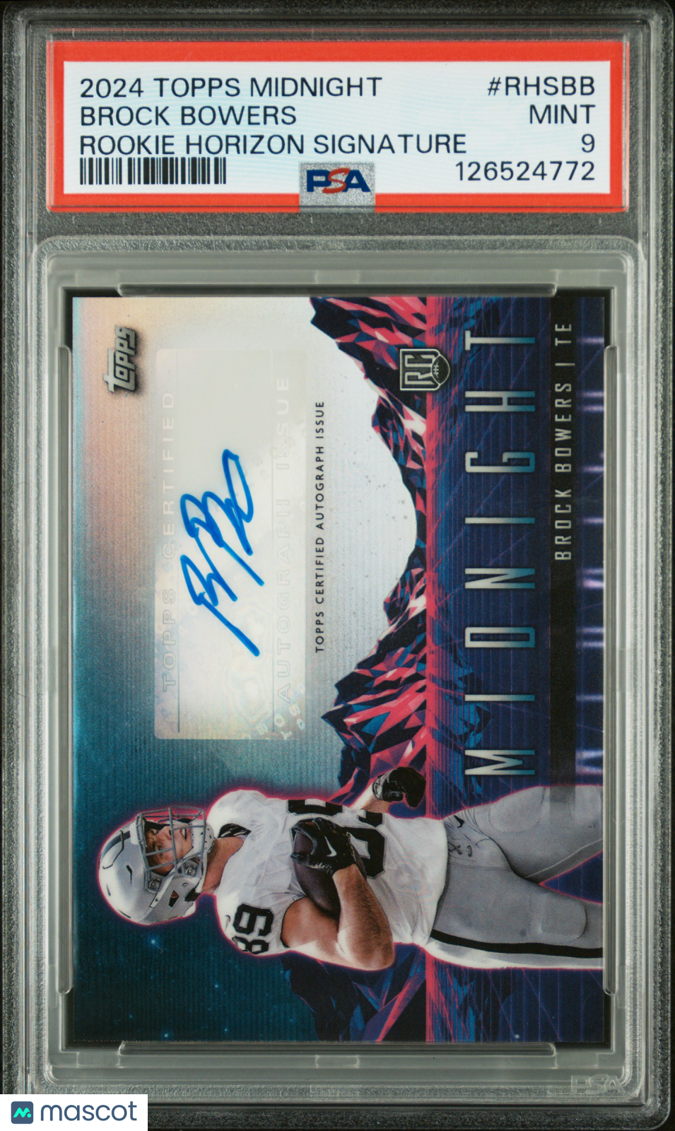 Brock Bowers 2024 Topps Midnight Auto Autograph RC Las Vegas Raiders PSA 9