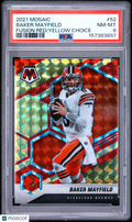 Baker Mayfield 2021 Mosaic Fusion Red Yellow Choice Browns 60/80 PSA 8