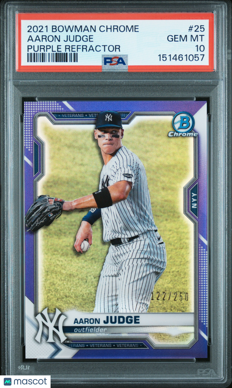 Aaron Judge 2021 Bowman Chrome Purple Refractor New York Yankees 122/250 PSA 10