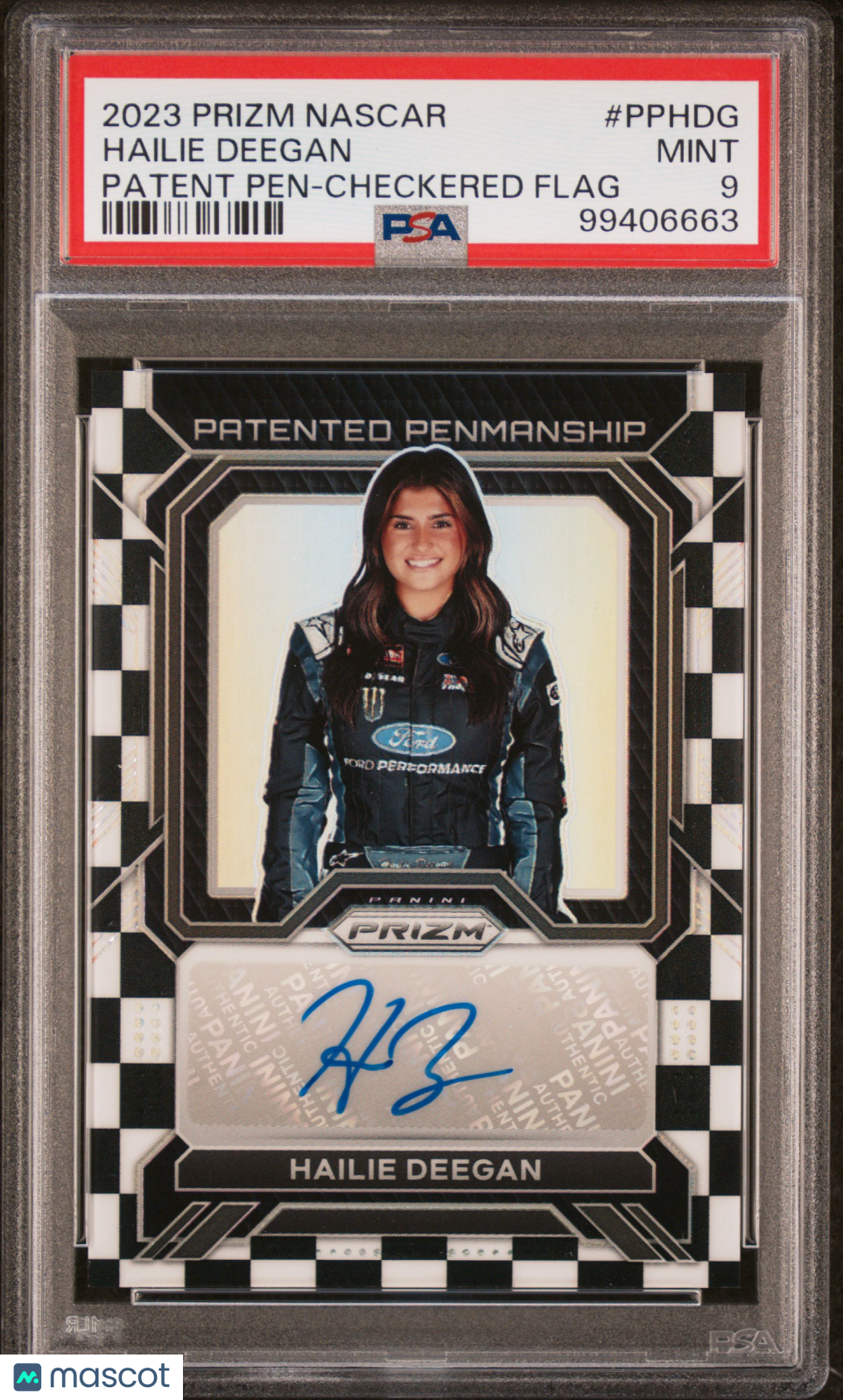 Hailie Deegan 2023 Prizm Nascar Checkered Flag Auto Autograph 23/50 PSA 9