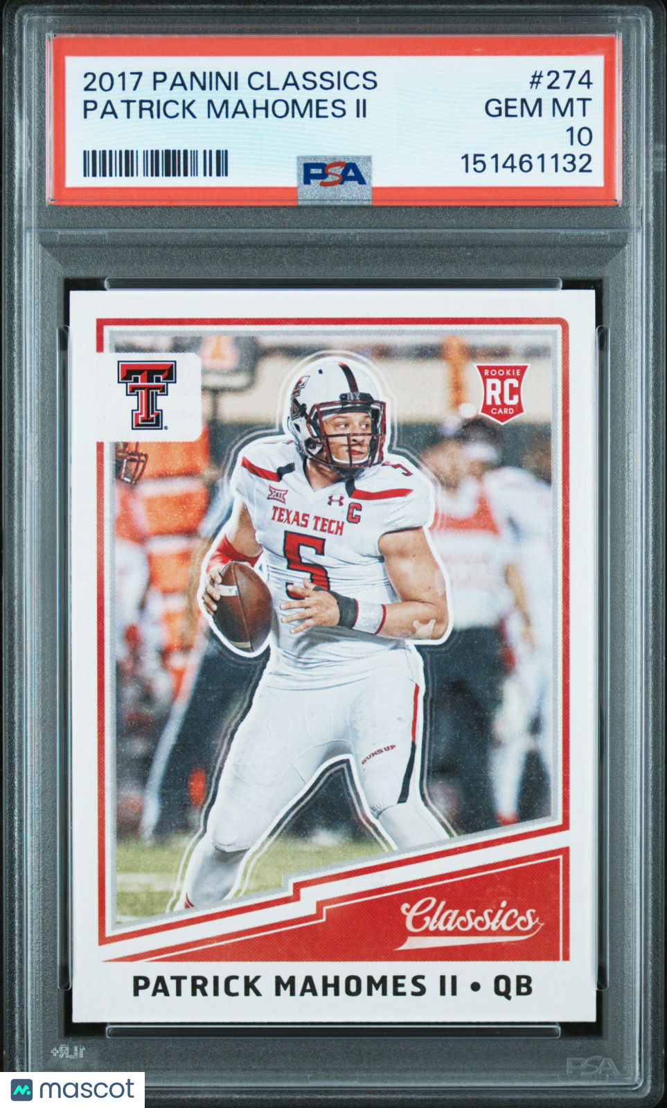 Patrick Mahomes II 2017 Classics Rookie Card RC Texas Tech Cheifs #274 PSA 10
