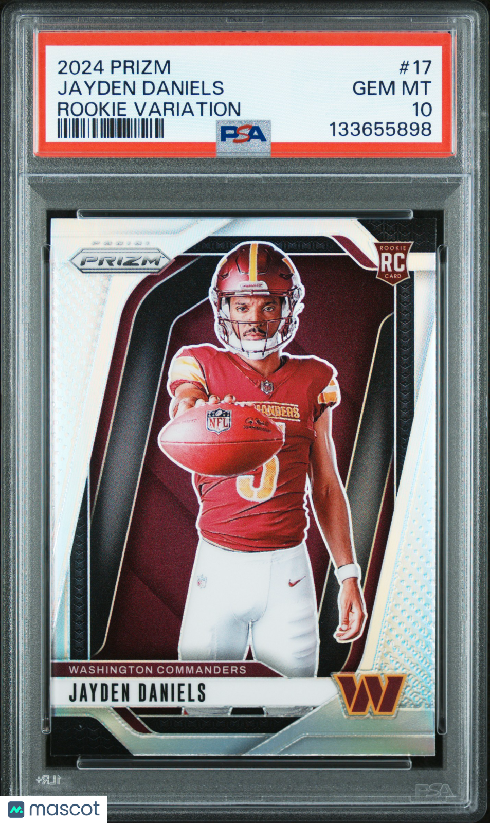 Jayden Daniels 2024 Prizm Rookie Variation Silver Prizm RC Commanders #17 PSA 10