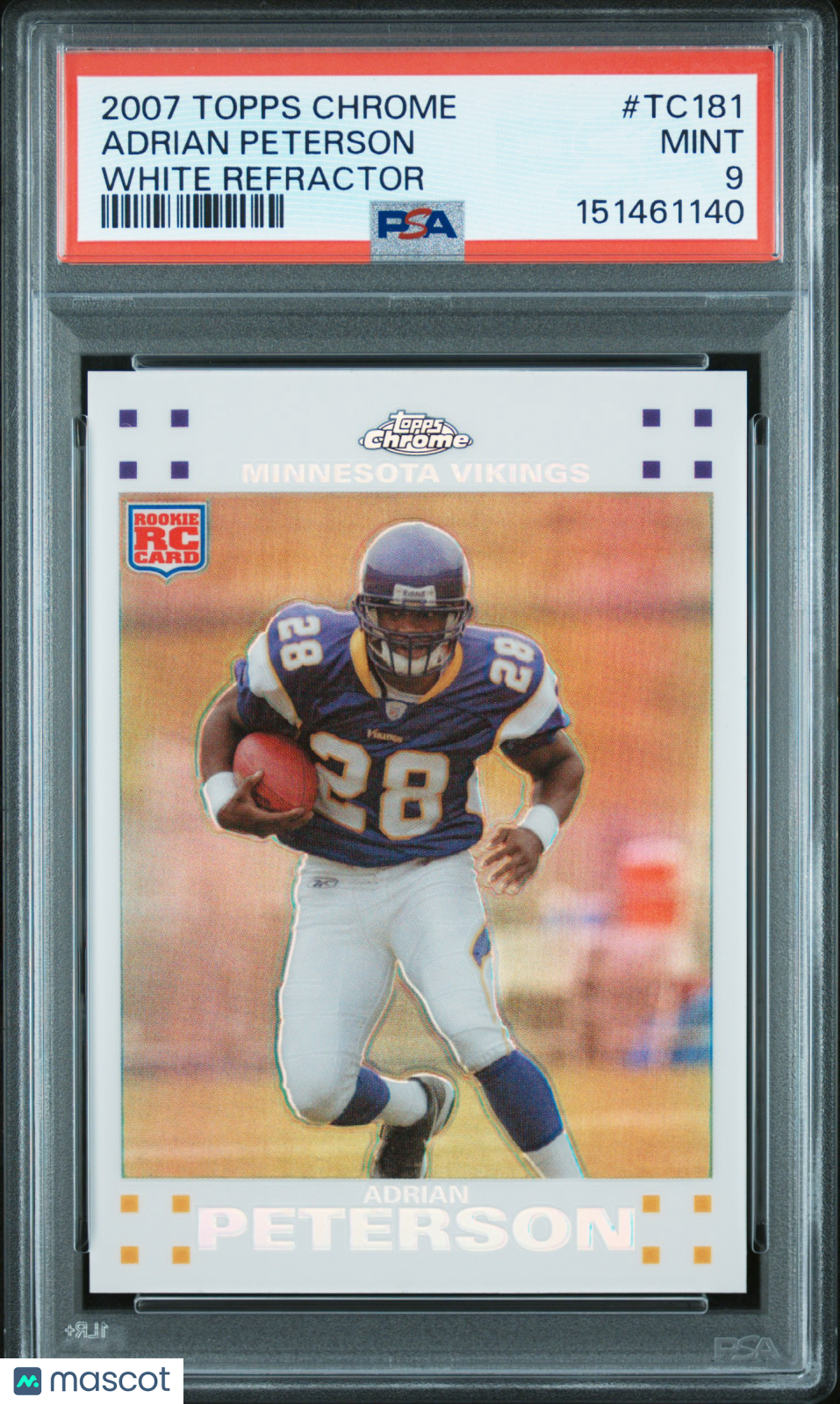 Adrian Peterson 2007 Topps Chrome White Refractor Rookie Vikings 567/869 PSA 9
