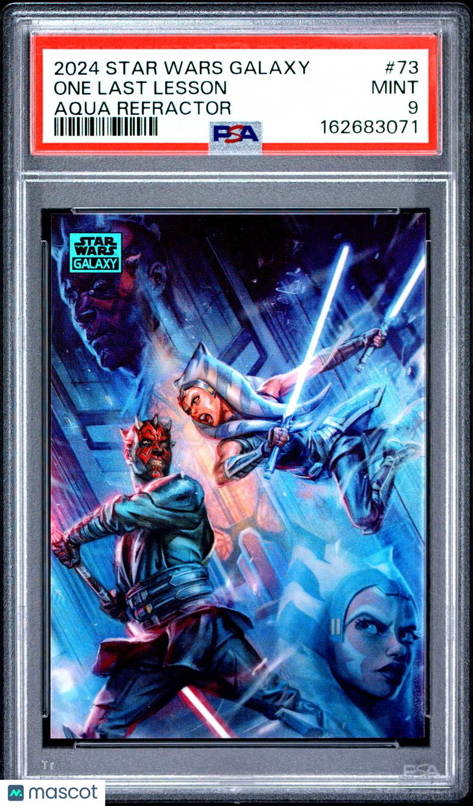 Ahsoka Maul 2024 Topps Star Wars Galaxy Aqua One Last Lesson 98/199 #73 PSA 9