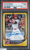 Dylan Crews 2025 Bowman Chrome Auto Autograph Yellow RC Nationals 22/75 PSA 9