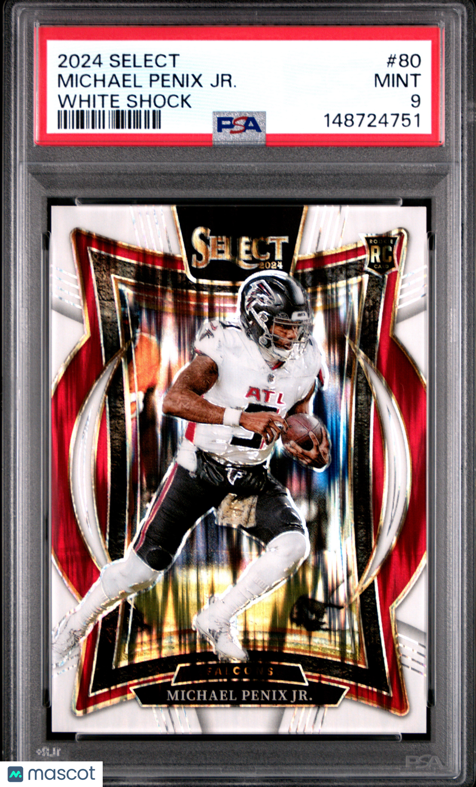 Michael Penix Jr. 2024 Select White Shock Rookie RC Falcons 187/199 PSA 9