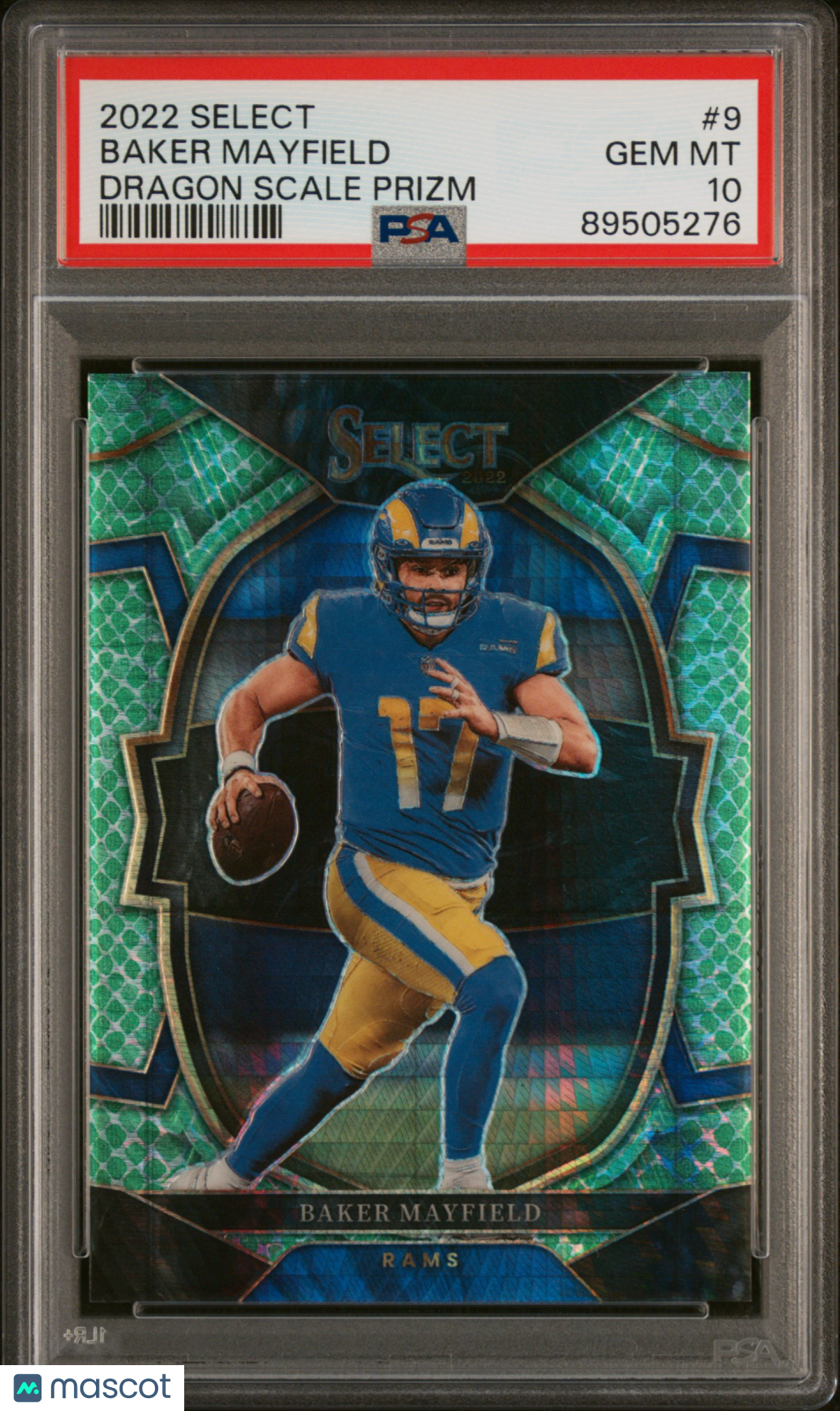 Baker Mayfield 2022 Select Dragon Scale Los Angeles Rams 24/89 PSA 10