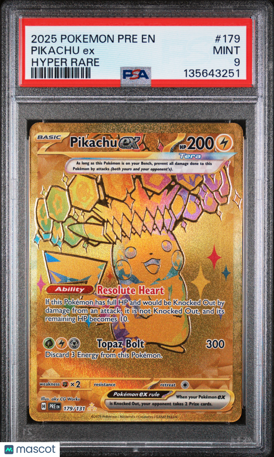 Pikachu EX 2025 Pokemon Pre EN-Prismatic Evolutions Hyper Rare PSA 9 #179