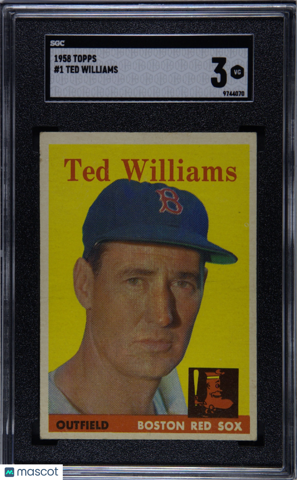 Ted Williams 1958 Topps Card Boston Red Sox #1 SGC 3