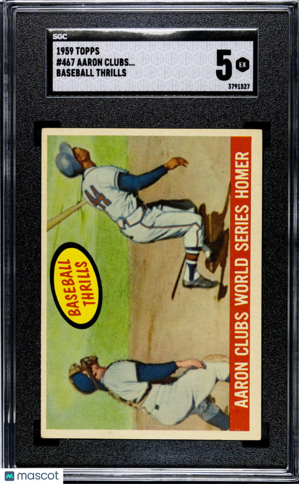 Hank Aaron 1959 Topps Baseball Thrills Milwaukee Braves #467 SGC 5